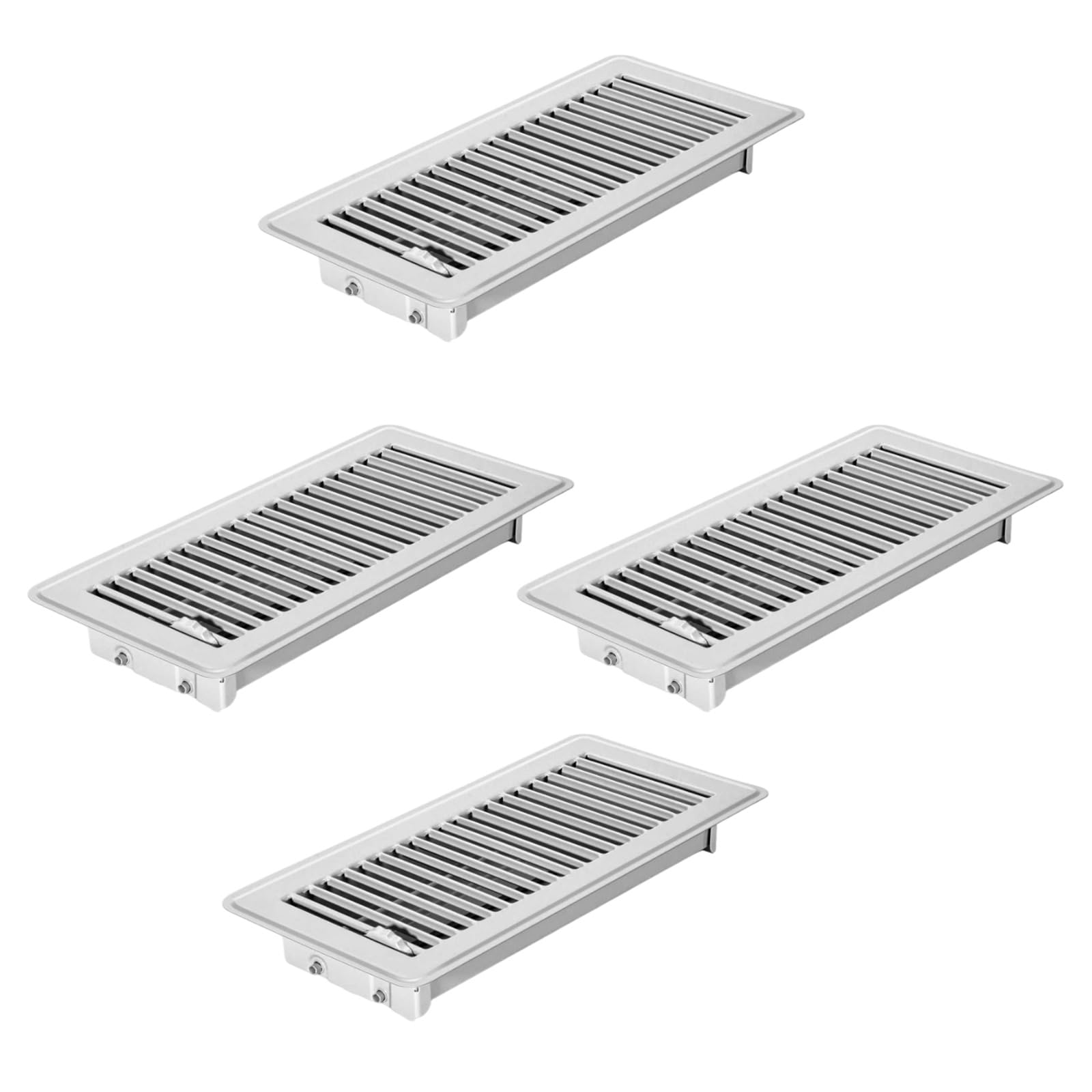 Kaeltsyn White 4Pcs Carbon Steel Floor Vent Covers Replacement High Efficiency Vent Grille Rustproof Air Cover With Adjustable Airflows Metal Floor Register Cover
