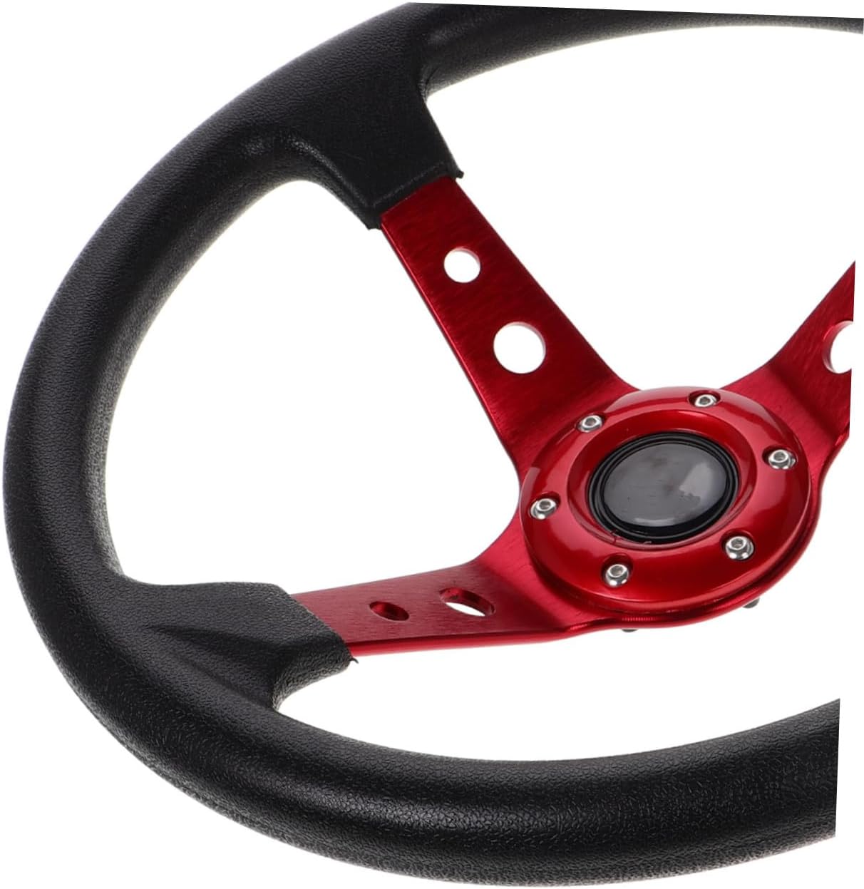 Universal 14 Inch Racing Pu Steering Wheel 350mm with Horn Button for Car Golf Cart Playground Drift and Kart Racing Red