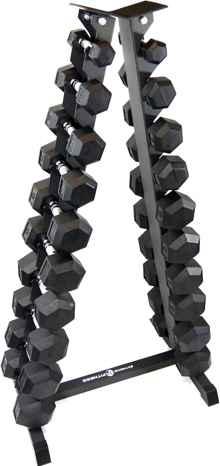 EXTREME FITNESS® Dumbbell Hex Rubber Weights Storage Rack 2kg-40kg Dumbbells Gym Sets