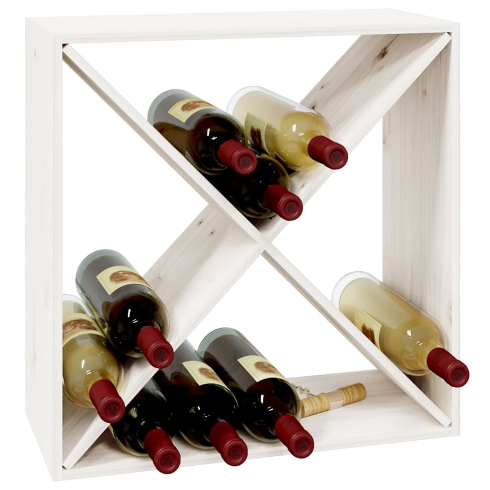 ShGaxin Botellero, Botellero Vino, Botellero Cocina, Wine Rack, Estante Vino, Soporte Botellas Vino, de Madera Maciza de Pino Blanco 62x25x62 cm