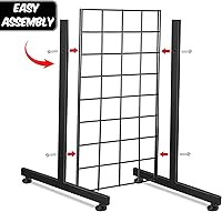 Vista 5 de Fumete 4 pares de patas de rejilla de alambre, base en T, tubo rectangular, soporte de pared de alambre, base de panel de rejilla, accesorios