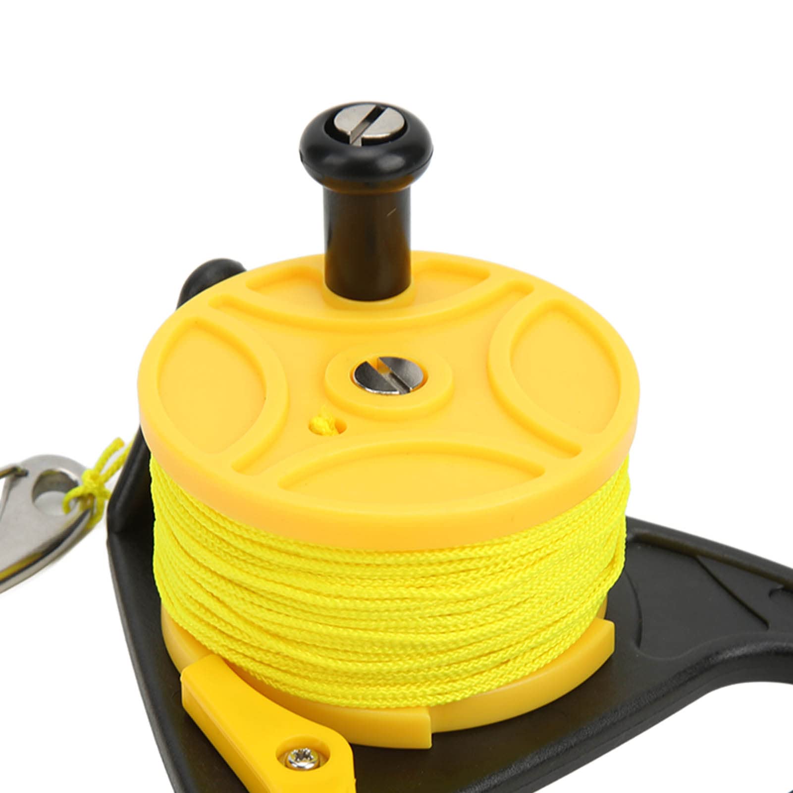 BuyWeek Moulinet de Plongée avec 46m Ligne, Moulinet de Plongée Sous Marine avec Bouchon de Pouce Crochets, Moulinet de Pêche pour Plongée en Apnée, Sports Nautiques Sous Marins (Jaune)