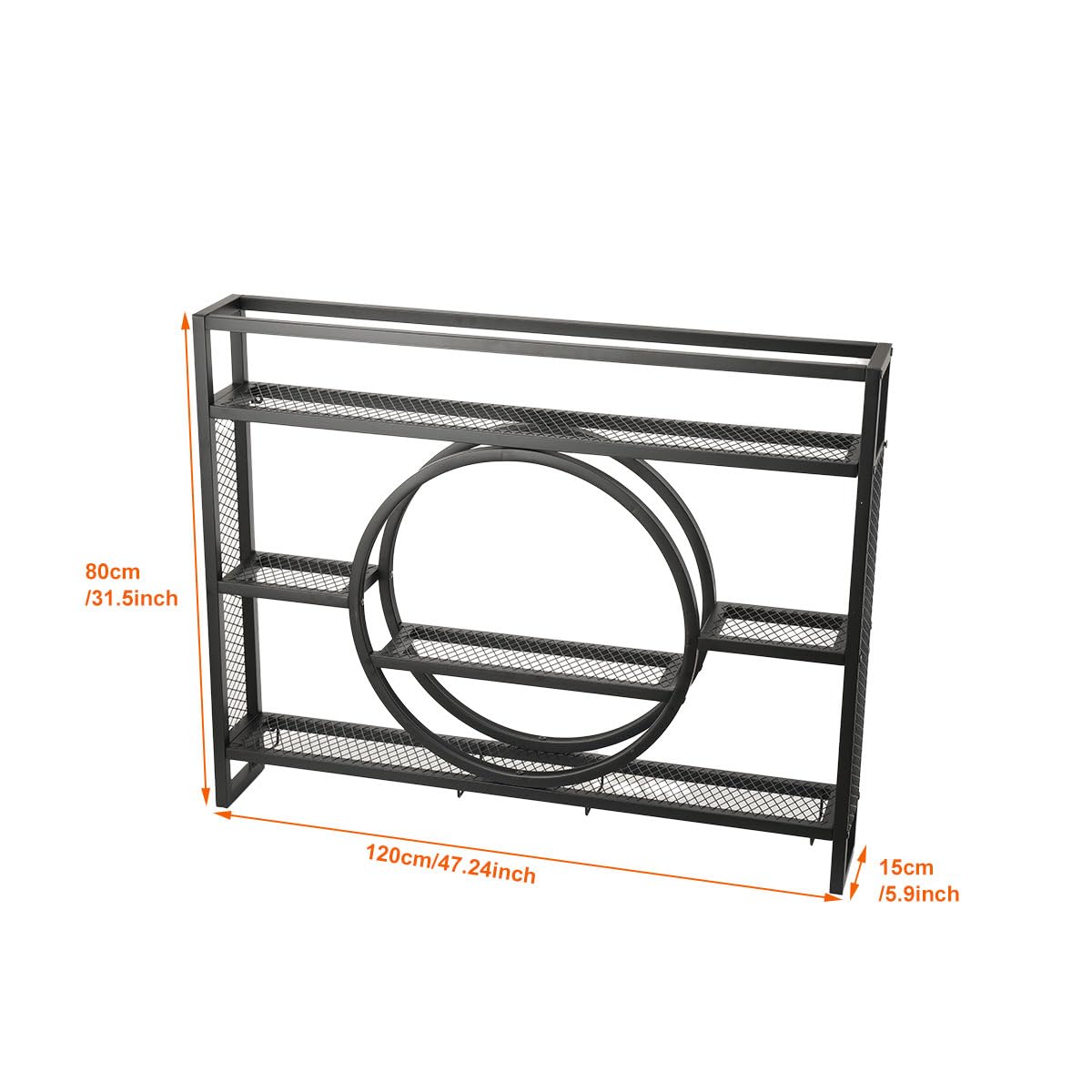 Étagère à vin murale - Étagère à verre à vin - 3 couches - Étagère en fer - Présentoir à vin - Vitrine suspendue - Support pour verres à vin - Armoire murale pour maisons, bars, cuisines, 120 x