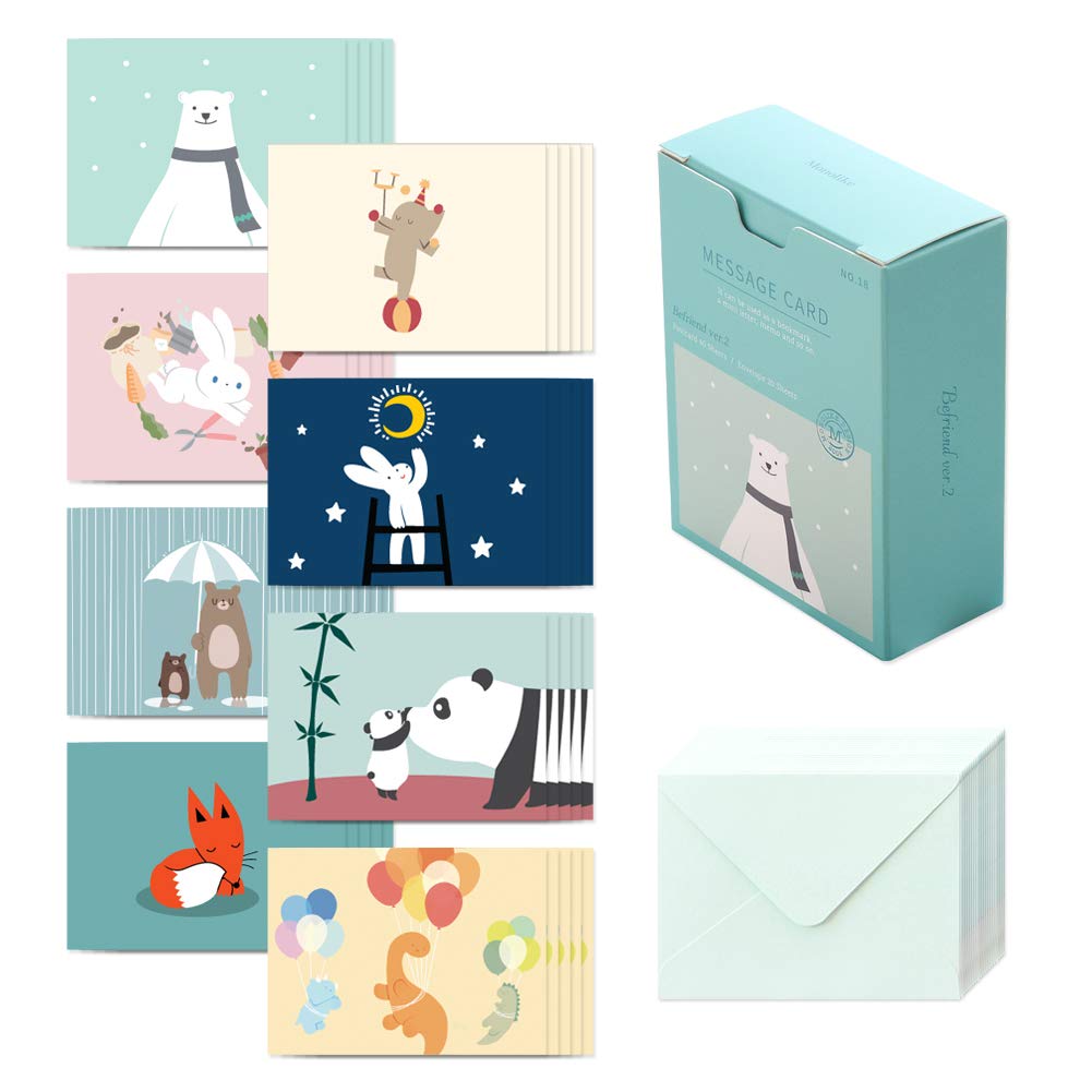 モノライク メッセージカード ミニカード ビーフレンド·バージョン2 Message card Befriend ver.2-40枚封筒20枚セットミニサイズデザイン文具お祝いのカード感謝カード
