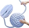Chunky Cotton Yarn - Hand Knitting Yarns for Chunky | Crystal Velvet Braid Cotton Thread for Handmade Blanket Pillow Animal Nest, Lake Blue
