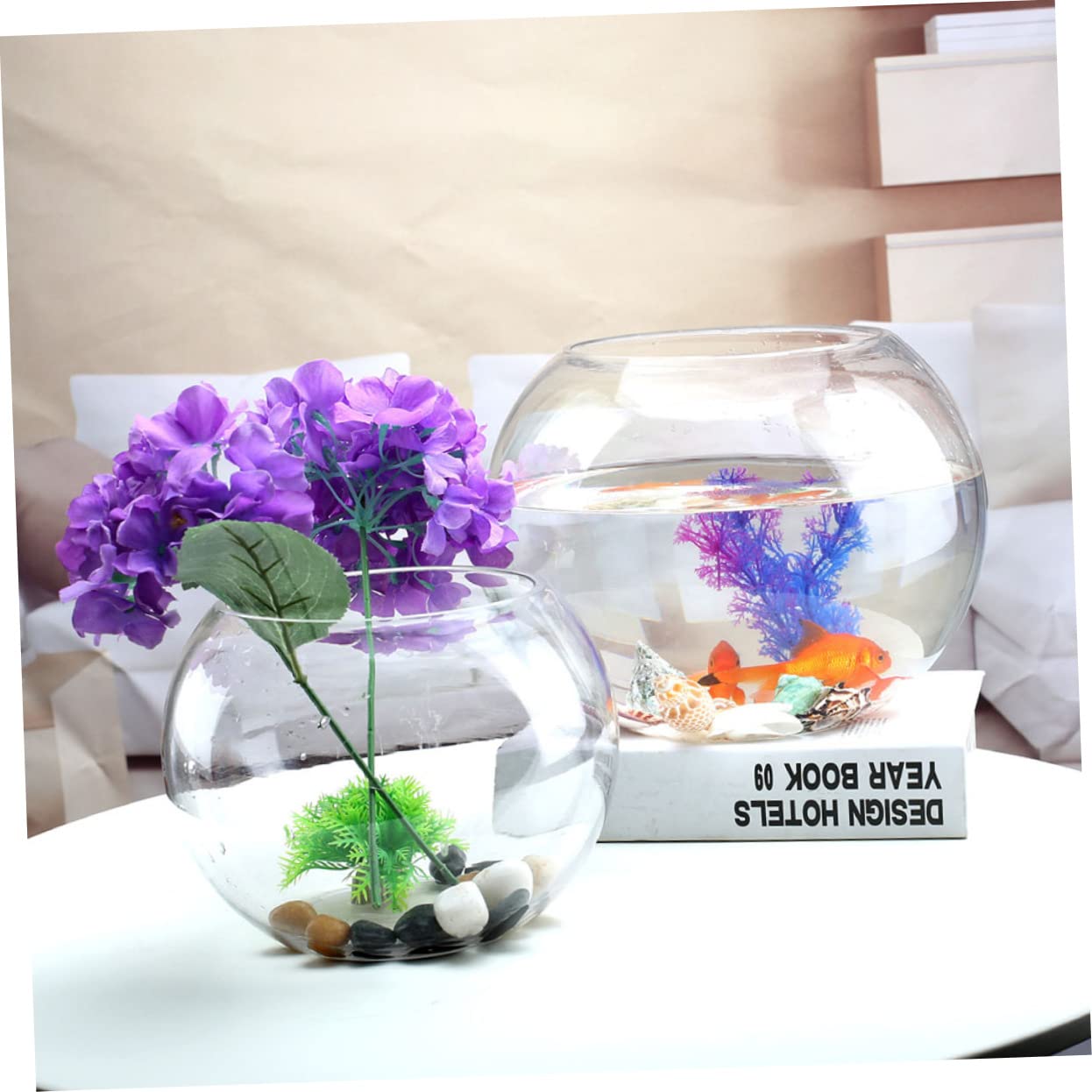 ERINGOGO Vasca Per Pesci Trasparente Acquario Da Tavolo Per Pesci Acquario Decorativo in Vetro Per Piante Accessorio Per Ufficio e Casa