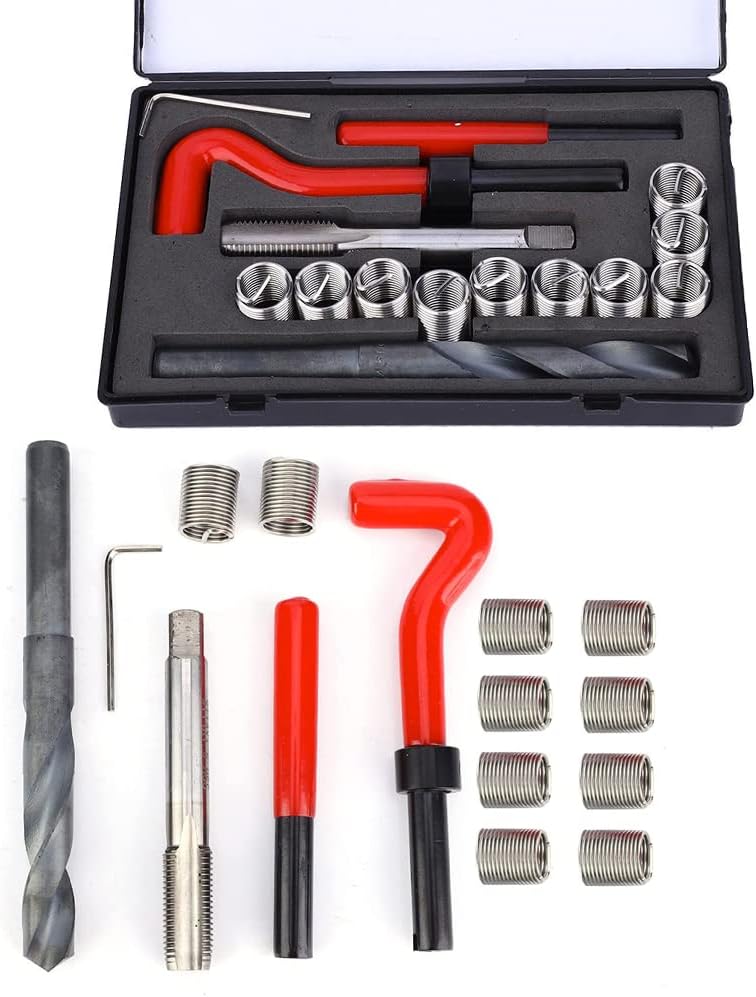 Watris Veiyi 15PCS Helicoil Thread Repair Kit, M14x1.5 Stainless Steel Thread Inserts, Female Thread Repairing Assortment Kit for Automotive Parts