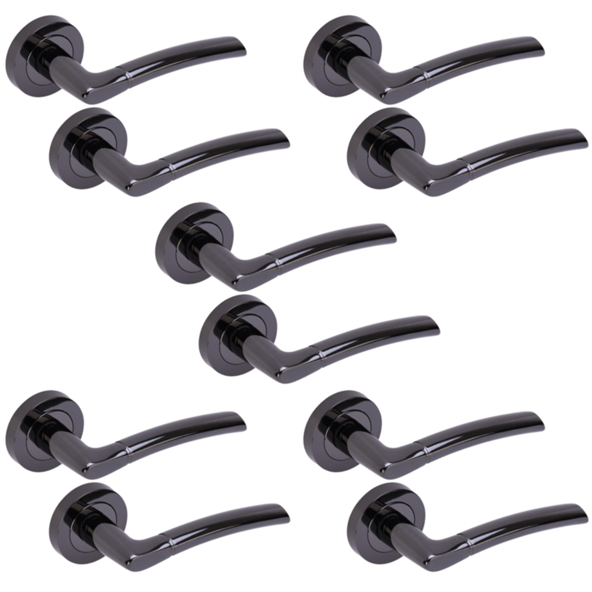 Hunta Black Nickel Handlezone® 5 Sets Neemo Lever On Round Rose Door Handles, Internal Passage Latch Handles