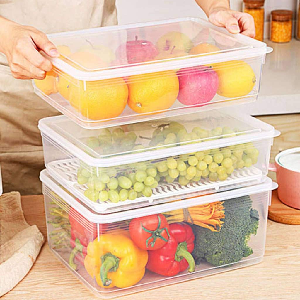 Essen Organizer, Durchsichtig Kunststoff Siegel Aufbewahrungsbox Erhaltung Aufbewahrungsbox Zum Essen Ei Obst Lagerung-Transparentes Weiß-8L Küche, Haushalt & Wohnen