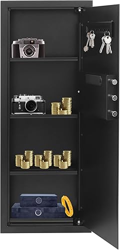 Miniatura 3 de Caja fuerte montada en la pared de 39.3 pulgadas de alto x 3.9 pulgadas de ancho x 14.5 pulgadas de largo, caja fuerte electrónica para seguridad