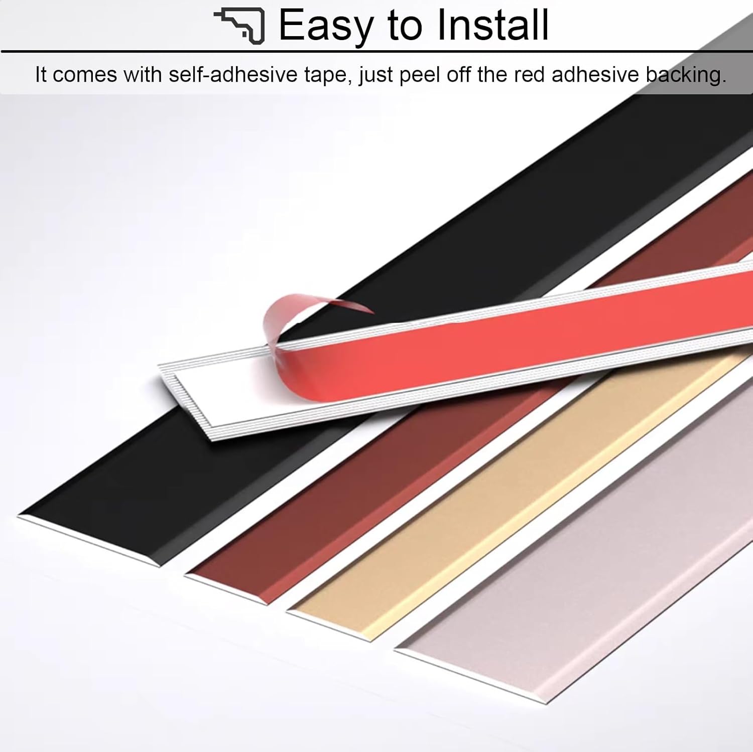 Door Threshold, Floor Transition Strip Flat Self-Adhesive Edge Cover for Tile, Aluminum Alloy Guard