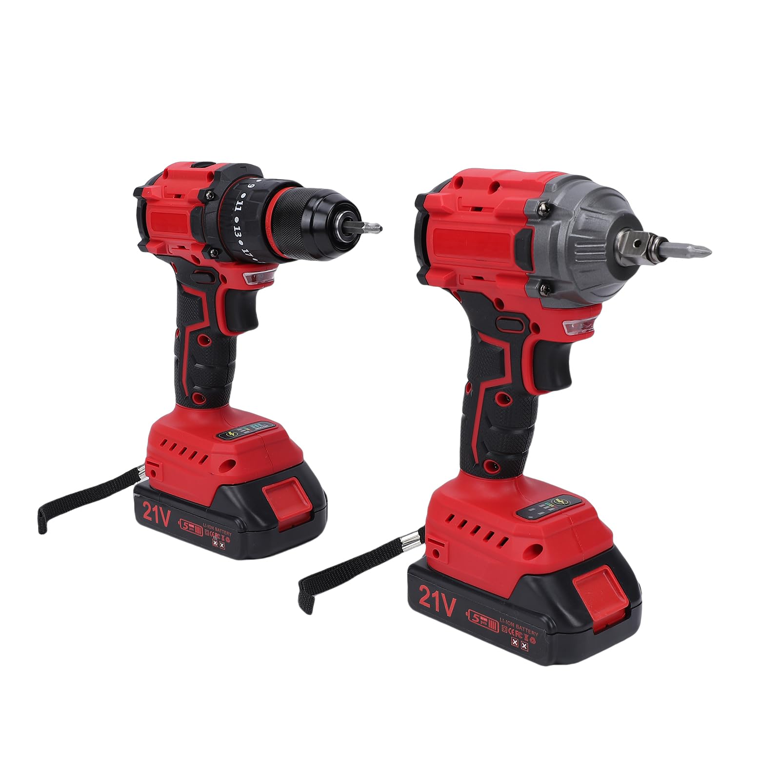 Avvitatore a Percussione e Trapano Senza Spazzole 21V Combo Coppia 350N 2400 Giri/min con 2 Batterie Luce LED per Progetti Professionali Fai da Te in Legno Metallo (Spina UE 230V)