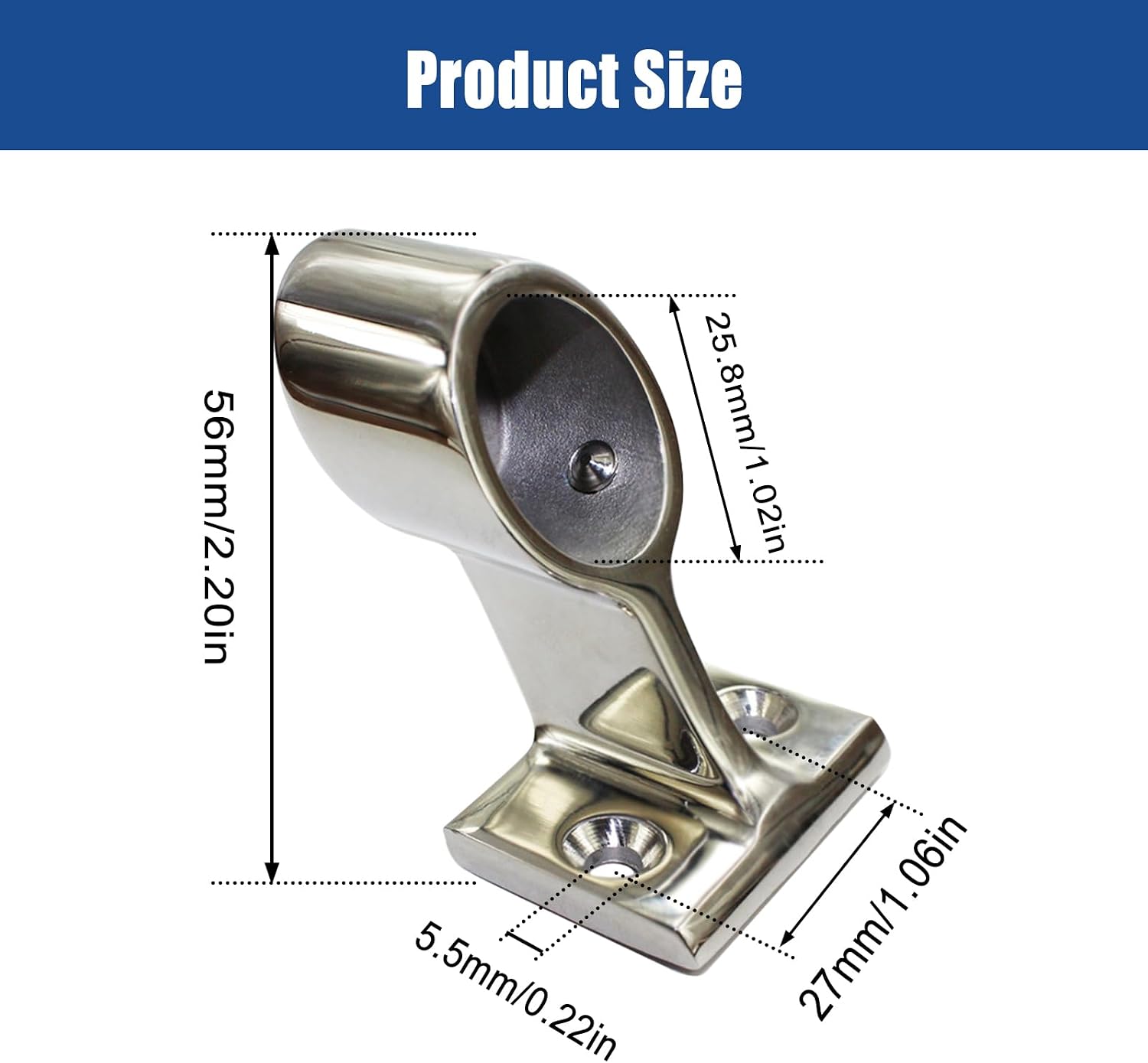 6pcs Boat Hand Rail Bracket, 316 Stainless Steel Boat Hand Rail Fitting, End-Right/Center/Front-Lift Bracket Stanchion for 1 inch OD Tube, Marine 60° Heavy Duty Boat Yacht Stanchion Fitting