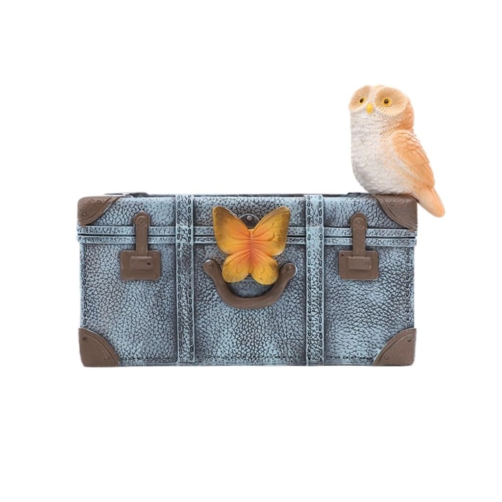 GELASIGE Flower Pots Creative Suitcase Succulent Potted Flower Pot Home Courtyard Gardening Garden Resin Flower Pot Container Outdoor Flower Pots(B)