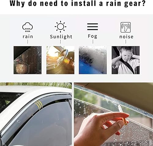 Miniatura 7 de QSRUN Deflectores de visera de ventilación de ventana lateral con cinta adhesiva, protección contra la lluvia, PC compatible con Chevrolet Equinox