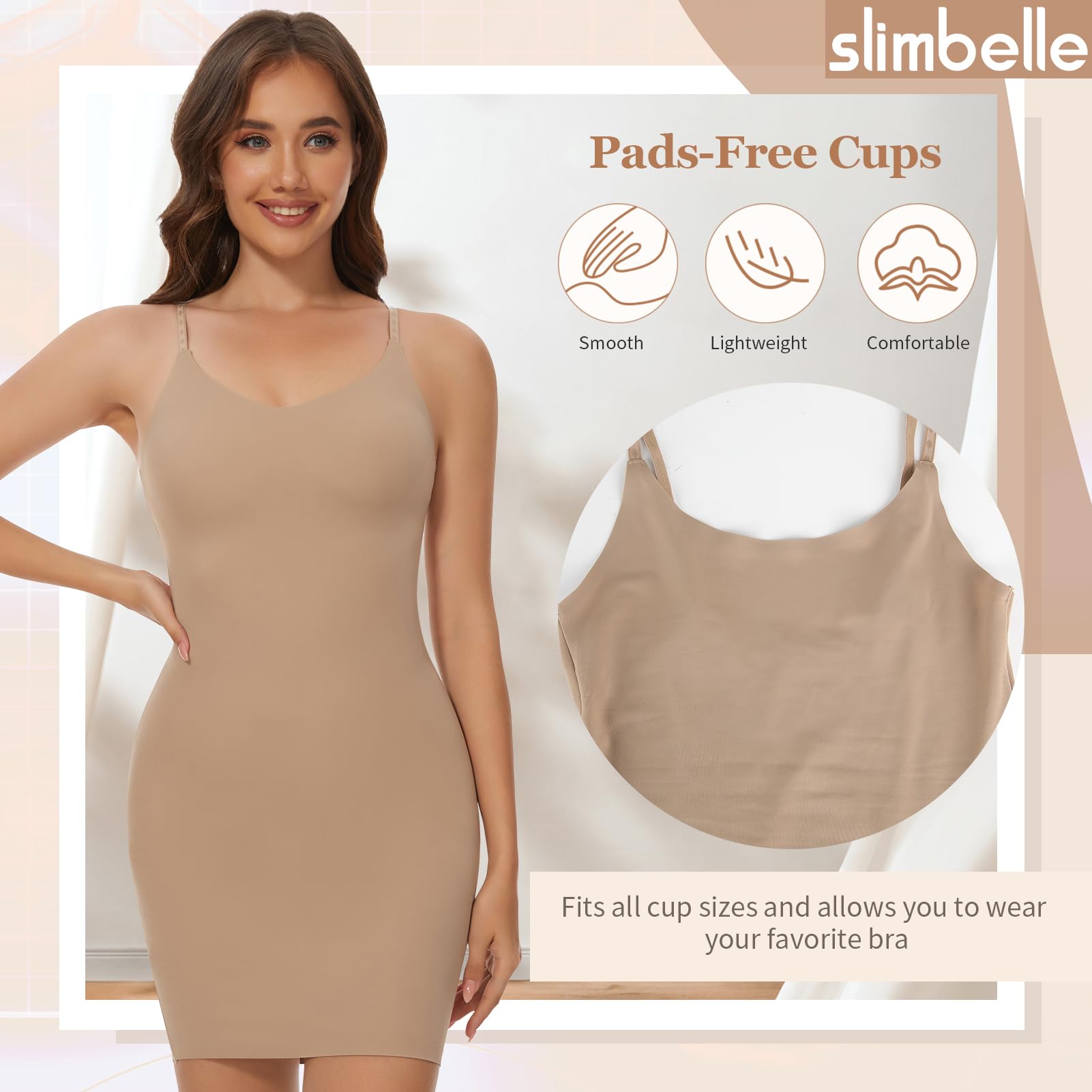 SLIMBELLE Abito da Donna Senza Cuciture, Sottogonna Shapewear, Sexy, per la Pancia, per la Via, Modellante, da Donna con Spalline