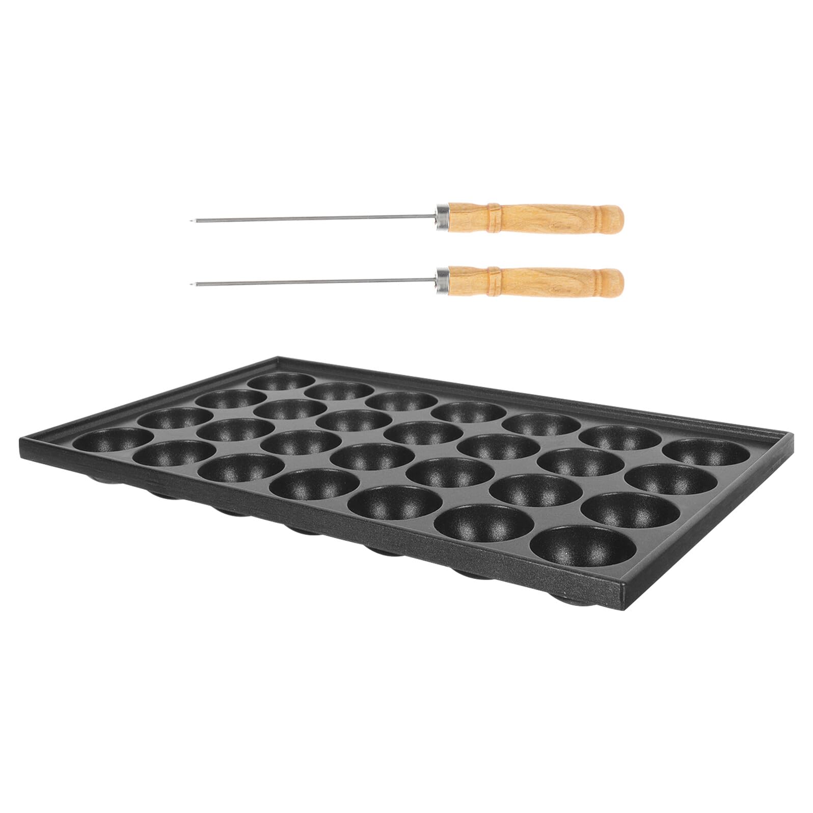 Lurrose Piastra Takoyaki 3 Pezzi in Ferro Nero Antiaderente per Cottura