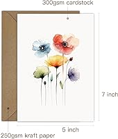 Vista 2 de 25 tarjetas de felicitación de flores de acuarela para todas las ocasiones en blanco con sobres