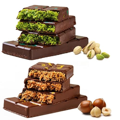 ドバイチョコレート、110gドバイチョコレートピスタチオ、パリパリのダークチョコレート、滑らかな口当たりで、口に入れるとすぐに溶け、香りが豊か無添加剤、砂糖不使用、無香料、防腐剤無添加(ピスタチオ+ヘーゼルナッツ)