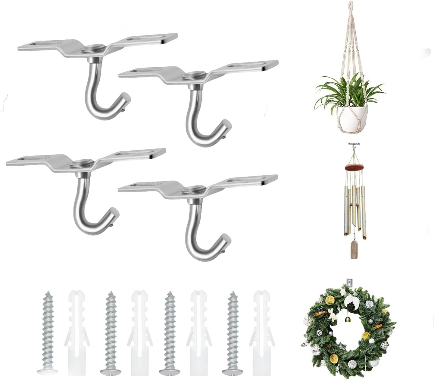 Amazon.com: MIALEXO Ceiling Hooks for Hanging Plants Heavy Duty 50lbs ...