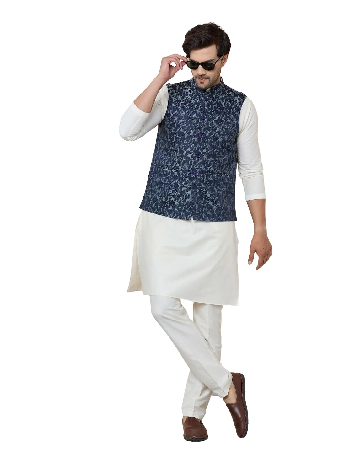 see designs Men's Mandarin Collar Ethnic Motif Printed Nehru Jacket-picture-54