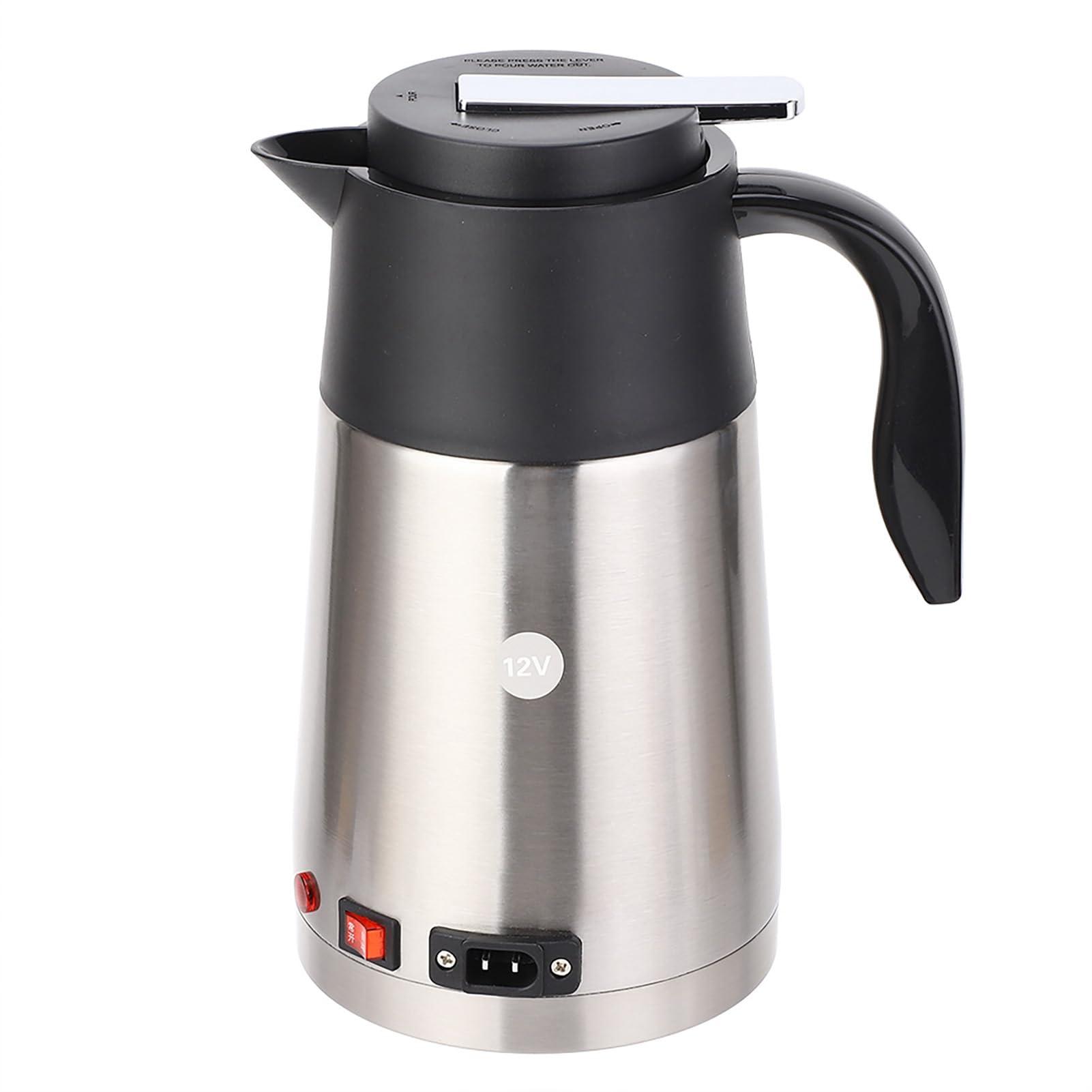 Dpofirs Hervidor de Agua para Coche, Calentador de Agua Portátil de 1200 Ml y 12 V con Tubo Interior de Acero Inoxidable, Apagado Automático para Viajes por Carretera (12V)
