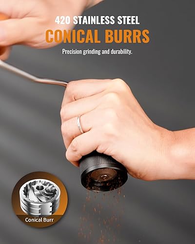 Miniatura 3 de SHARDOR 918 Pro Manual Coffee Grinder Capacity 30g1.06oz with Externally Numerical Adjustable Finely Setting Conical Burr - Aluminum Alloy Body,