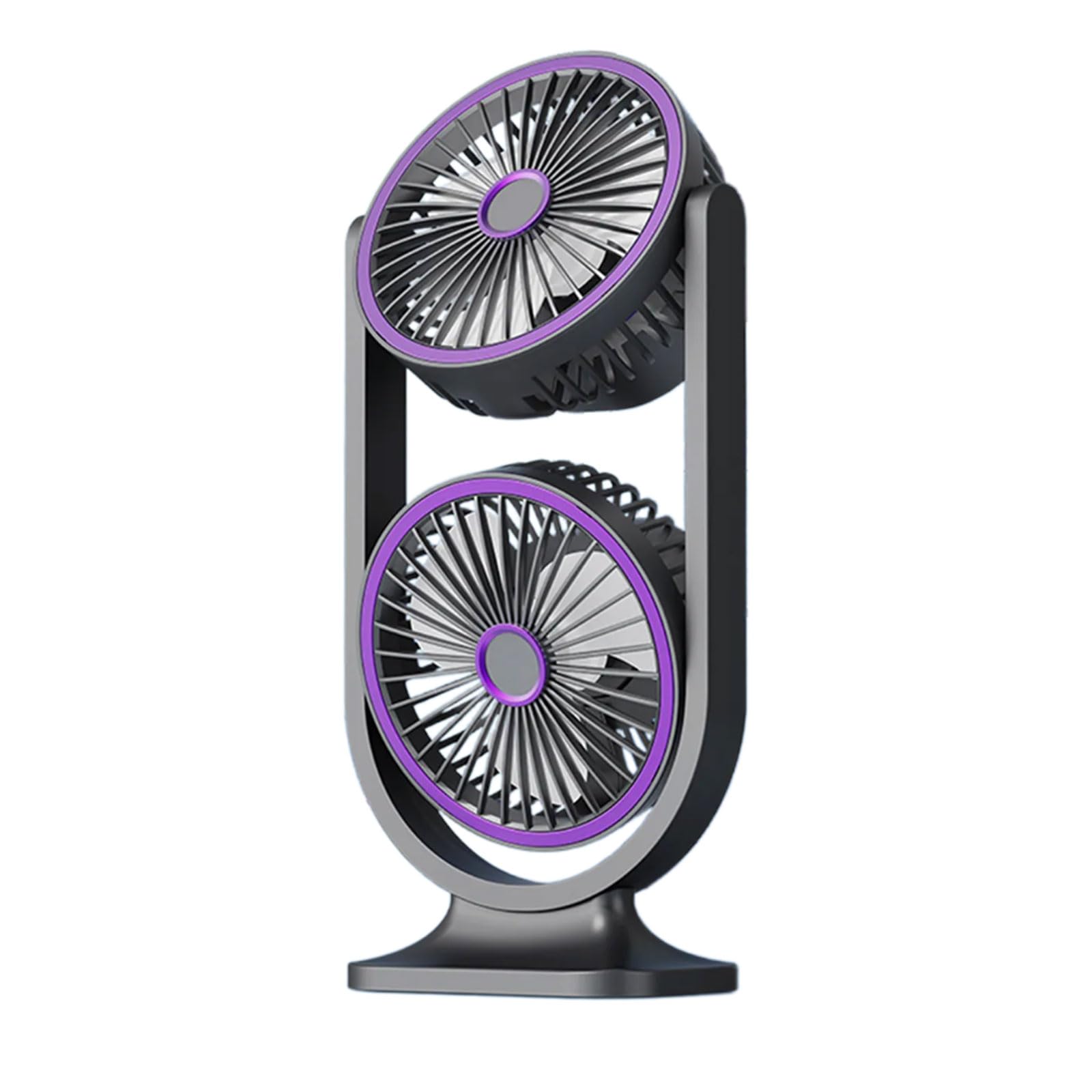Uqezagpa Gray Purple Cooling Fan Desktop Portable Double Head Cooling Fan Usb Rechargeable Air Circulation For Home Double Head