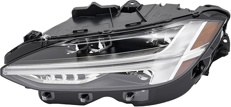 Front Headlight Assembly for 2018-2023VOLVO S90 V90 Full LED Models Only, Left Driver Side Replacement Headlamp Chrome Housing w/DRL, Head Lamp Clear Lens Left Driver Side