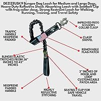 Vista 2 de Correa elástica resistente para perro, absorción de golpes, clip para cinturón de seguridad, cierre de rana de liberación rápida, asas dobles