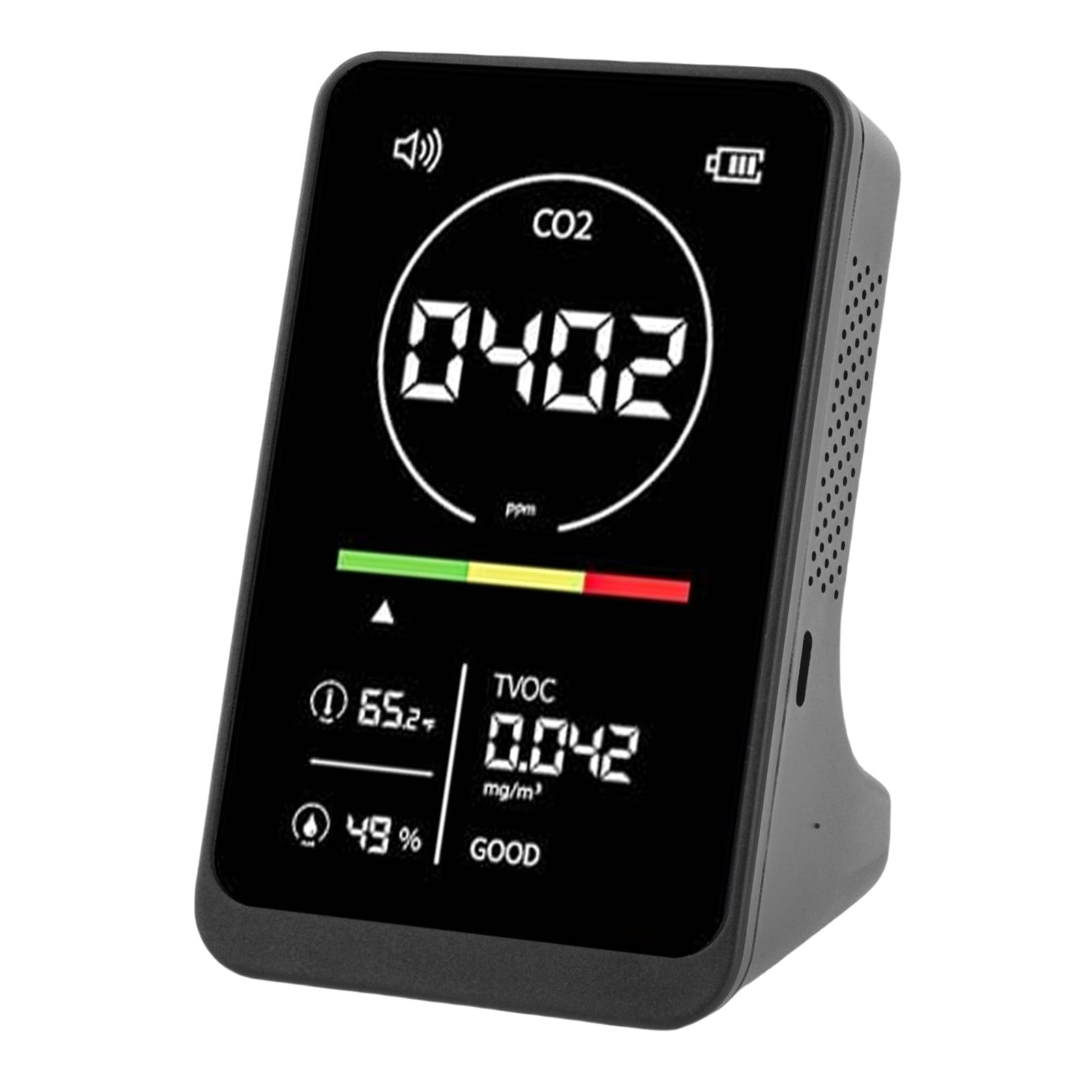 Monitor de CO2 4 en 1 Aolidsive, Sensor NDIR de Alta Precisión, Detector de TVOC, Temperatura y Humedad Recargable, Calidad del Aire Interior para Hogar y Oficina