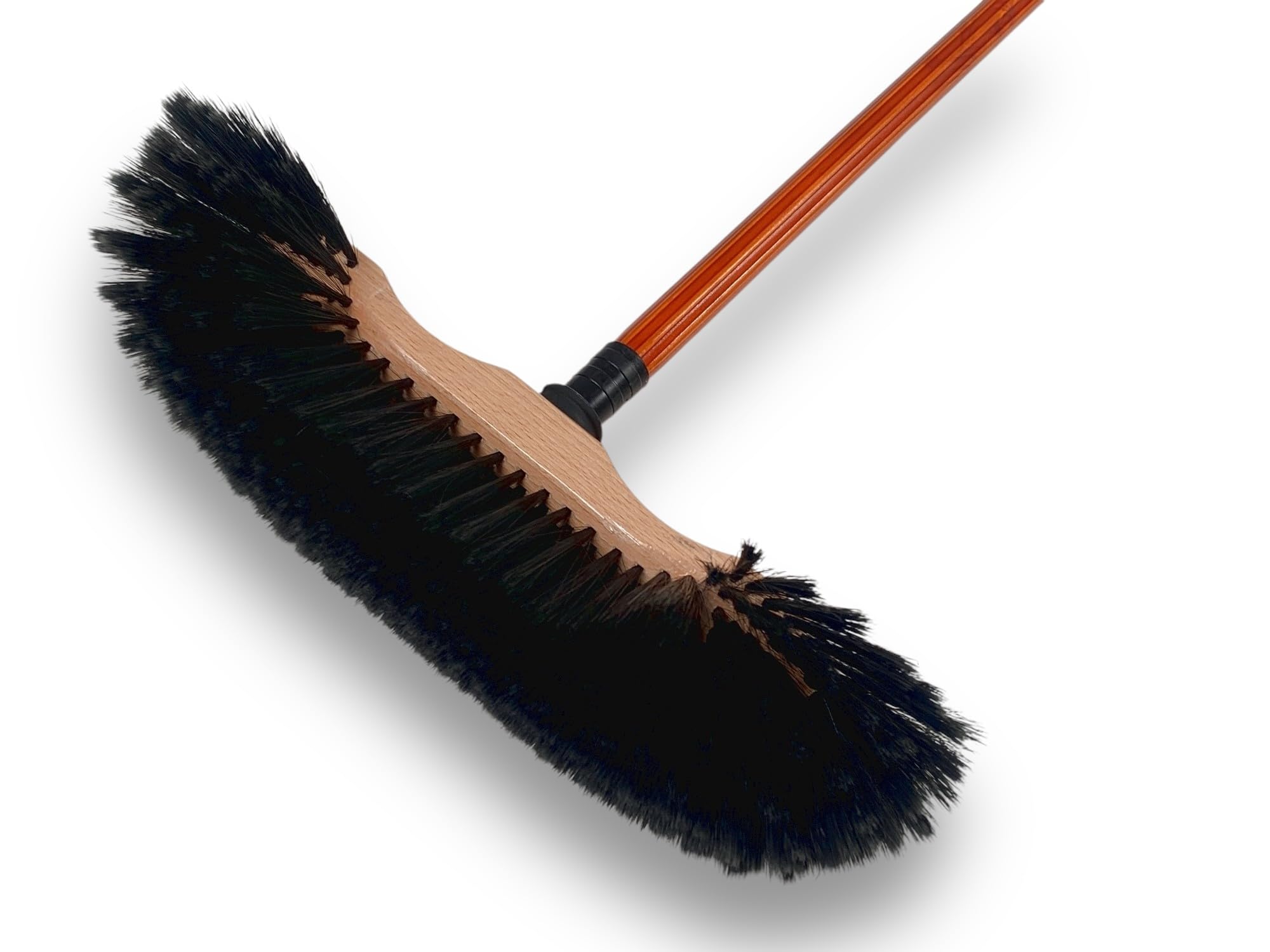 Balai Demi tête Haute qualité | Sortie 60 mm | Bois Vernis | Fibres Pet synthétique Noires |Manche Bois Vernis Teinte Cannelle | Gamme KAROP'S | Longueur 30 cm | Kibros VC120135M2