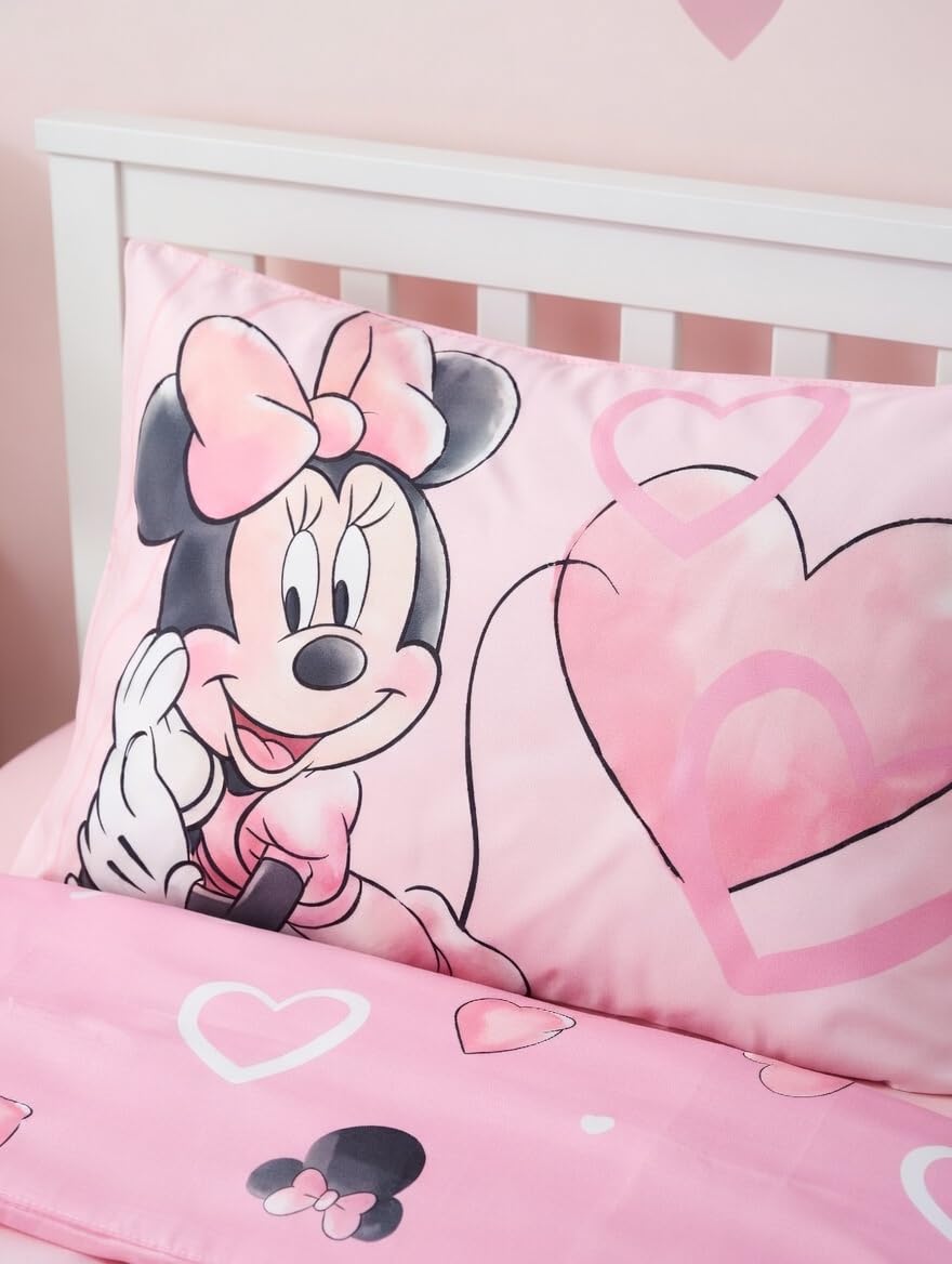 Set di biancheria da letto Minnie per bambini, 2 pezzi, 100% cotone, copripiumino 100 x 135 cm + federa 40 x 60 cm