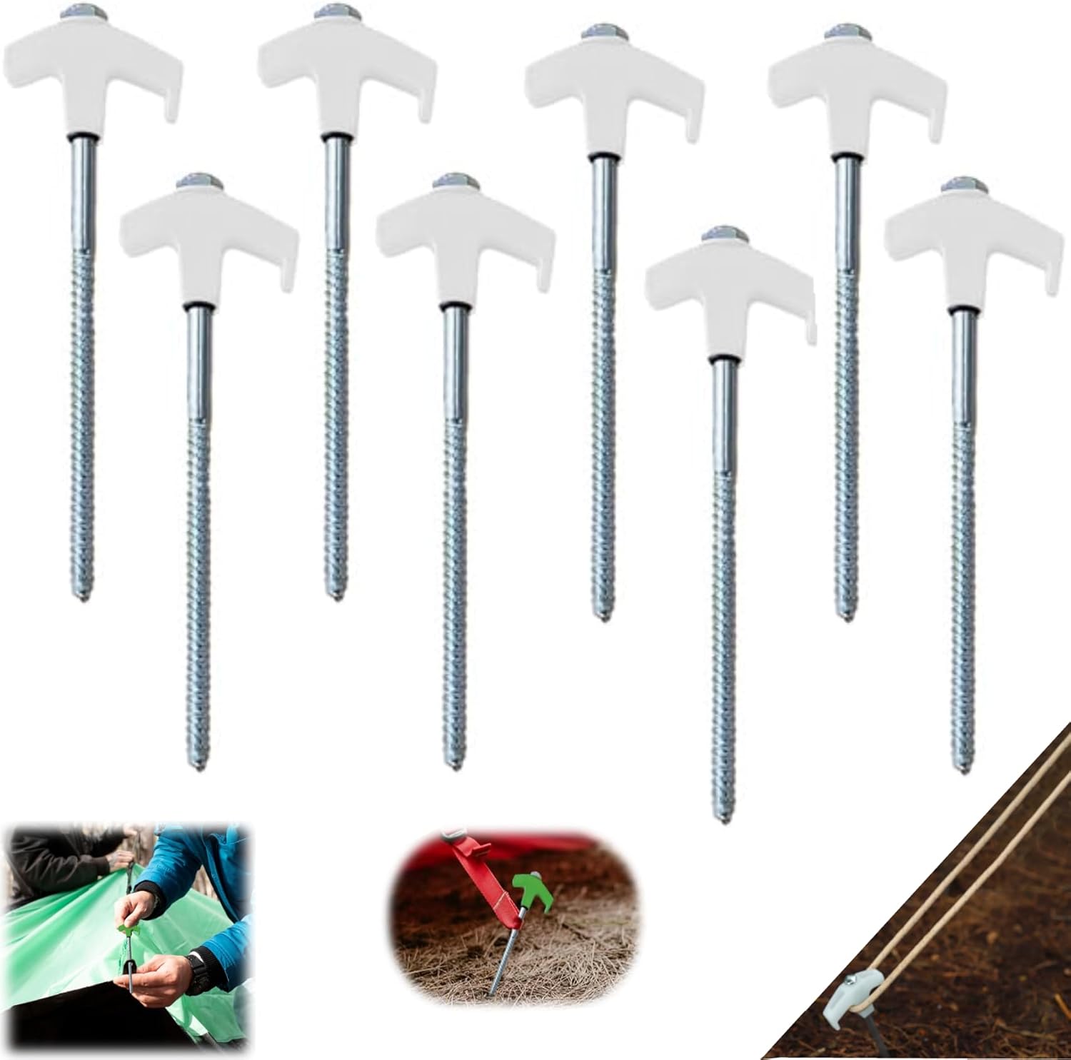 8" Screw in Tent Stakes,Tent Stakes Heavy Duty Ground