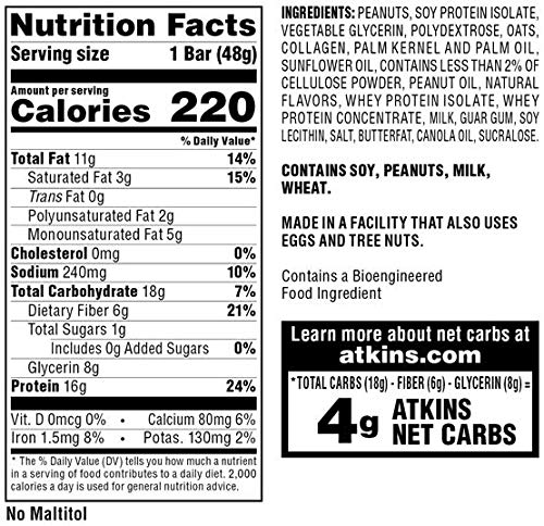 Atkins Peanut Butter Granola Protein Meal Bar. Crunchy And Creamy. Keto-Friendly. (5 Bars) #TOP6