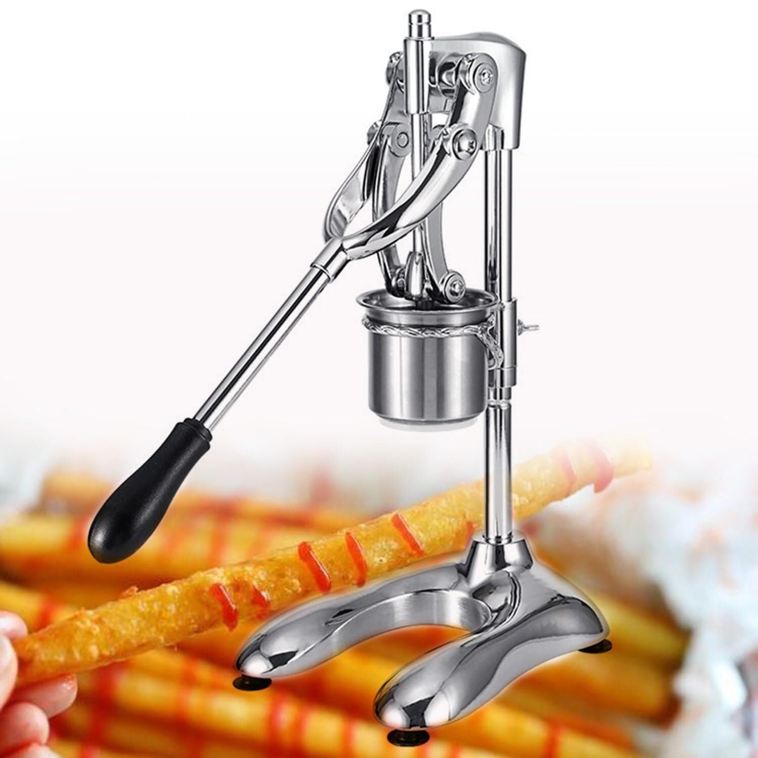 Friggitrice manuale francese, spremi patatine fritte, pressa per patatine fritte lunghe con cestello, facile da usare per deliziose patatine fritte fatte in casa