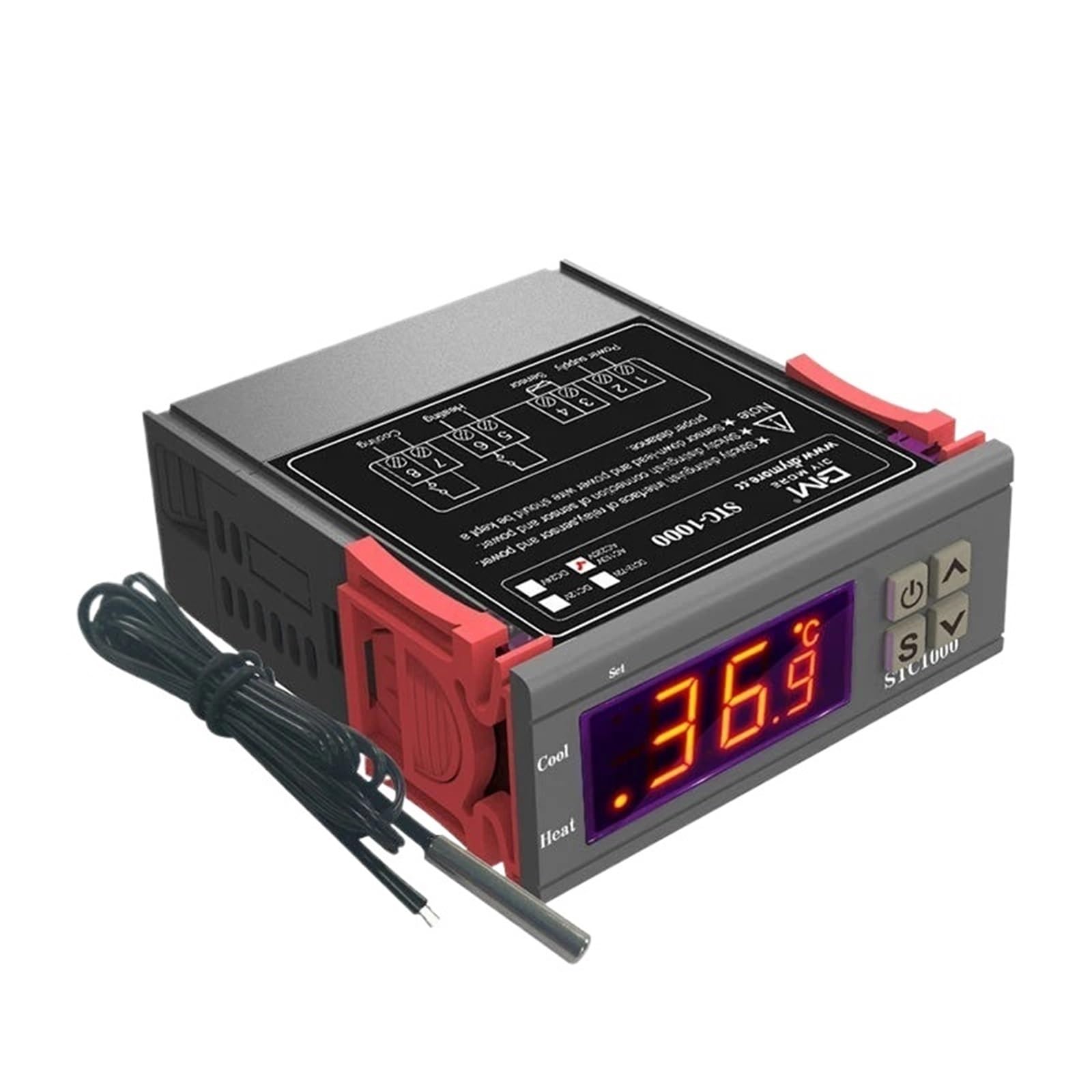 Termostato digital STC 1000 for incubadora, controlador de temperatura, relé de calefacción y refrigeración, 12 V, 24 V, 110 V y 220 V.(12V)