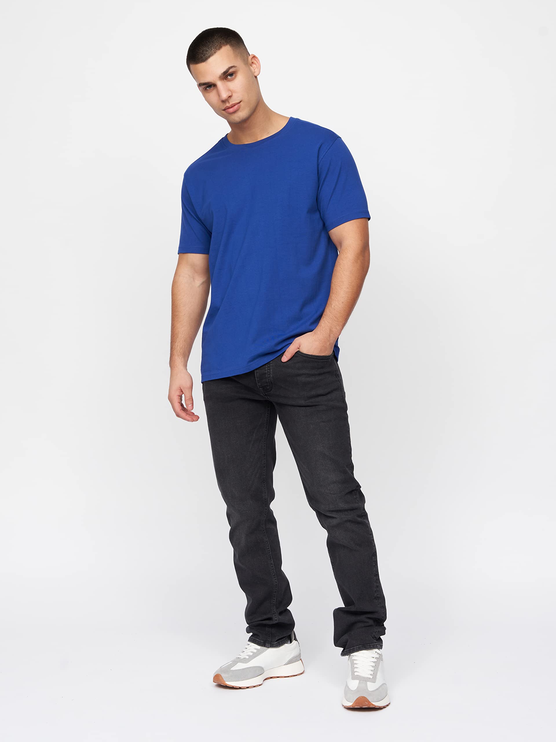Kandor, Confezione da 5 magliette da uomo, abbigliamento del Regno Unito, classiche e casual, a girocollo, a tinta unita, in 100% cotone, di qualità, adatte per palestra e lavoro