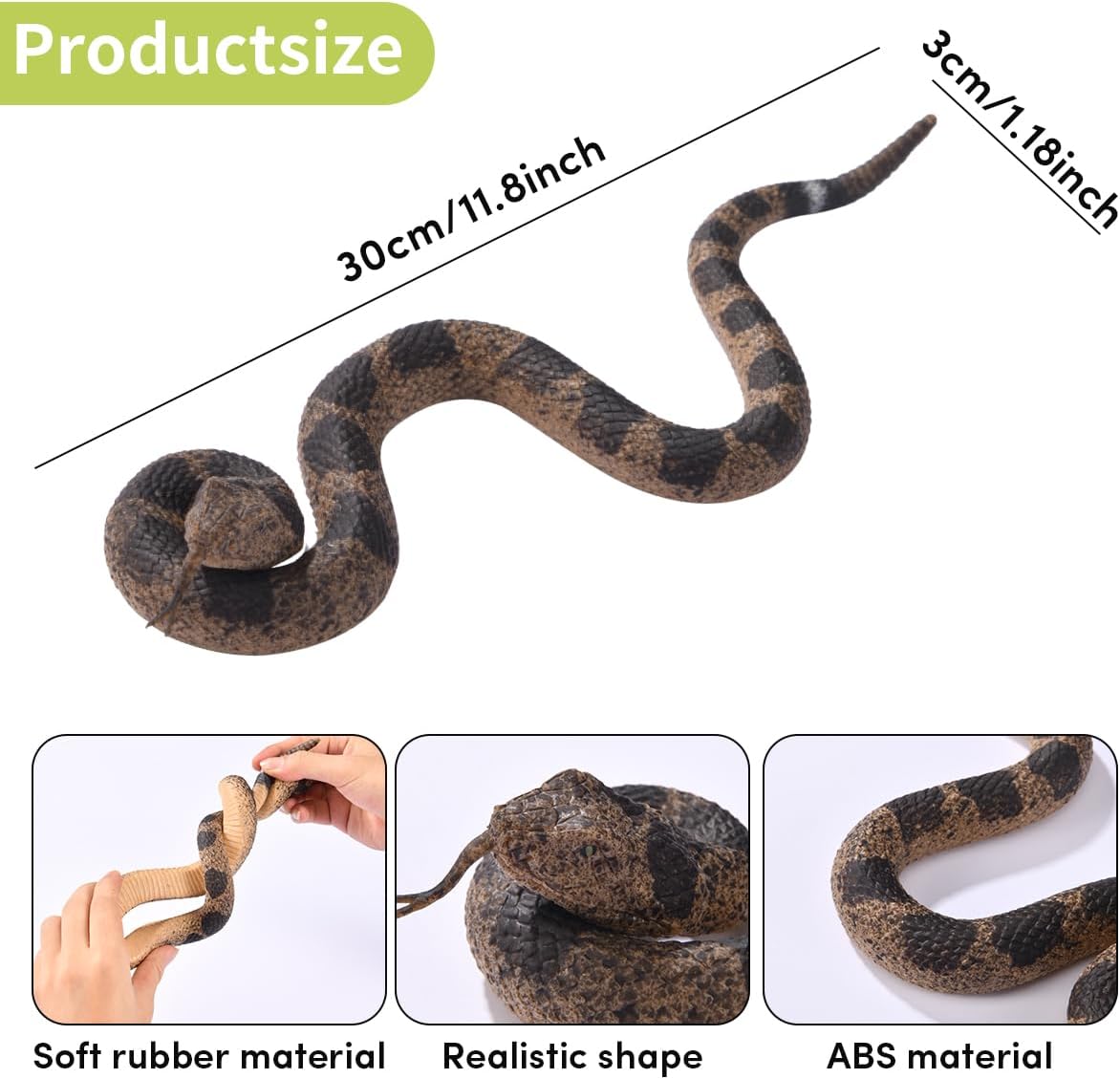 Realistic Fake Snakes Rubber Snakes Realistic Keep Birds Away, Prop Rubber Rattlesnake Realistic Snake Toy for Garden to Keep Birds Away, Scare Squirrels, Mice, Pranks Halloween Decoration Props