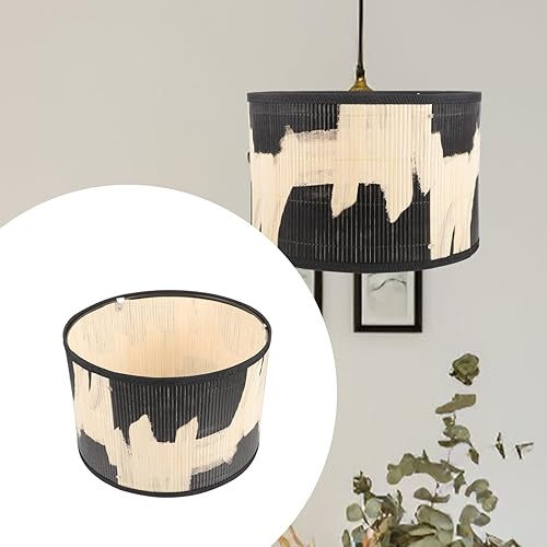 Miniatura 8 de DOITOOL Pantalla de bambú para lámpara colgante, pantalla de luz de noche, pantalla de mesa, cubierta de lámpara de mesa, pantalla de araña para