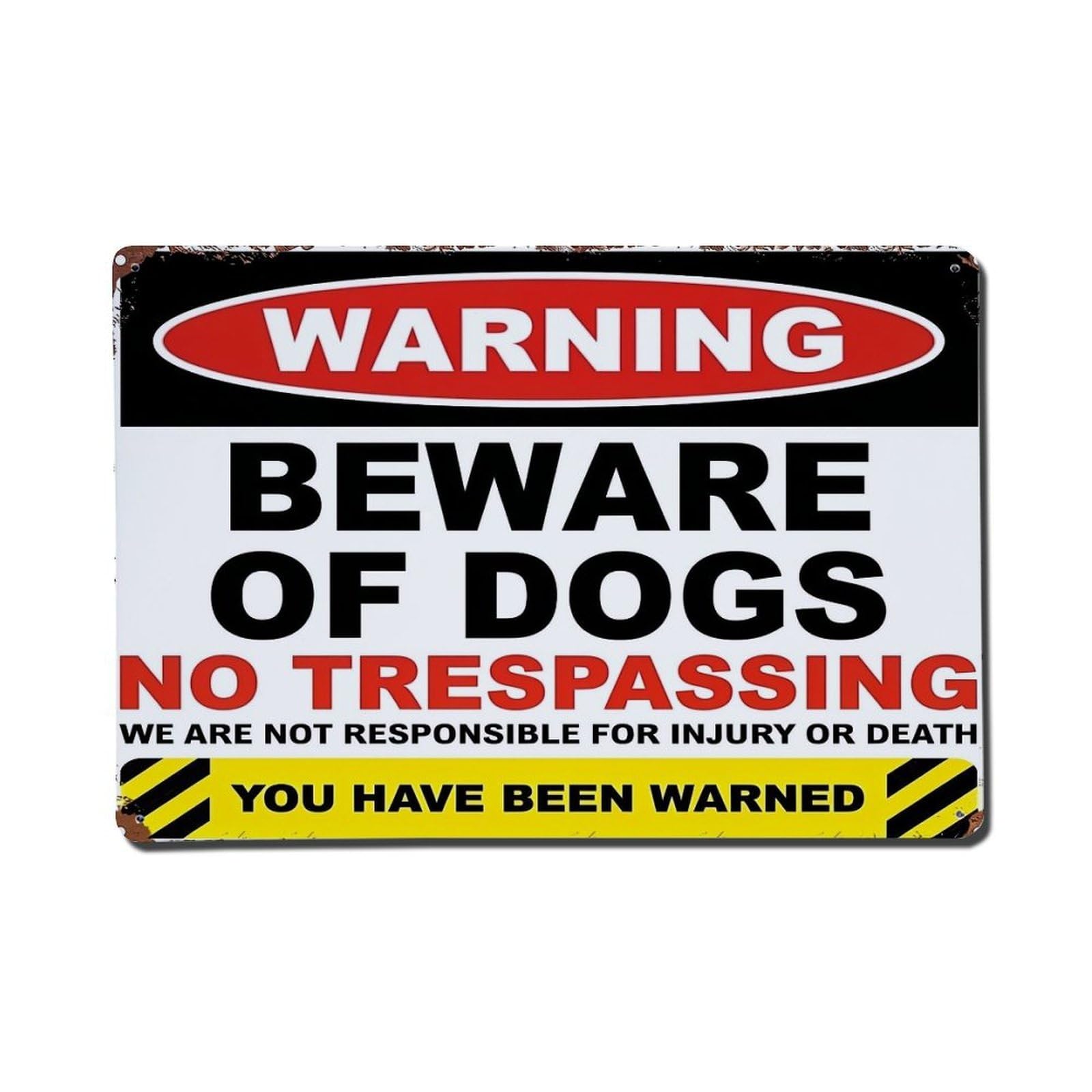 Warning Beware Of Dogs No Trespassing Retro Metal Tin Sign, Vintage Metal Poster for Home, Gaming Room, Studio Workshop,Bar,Garage Wall Art Decor 8x12 Inch
