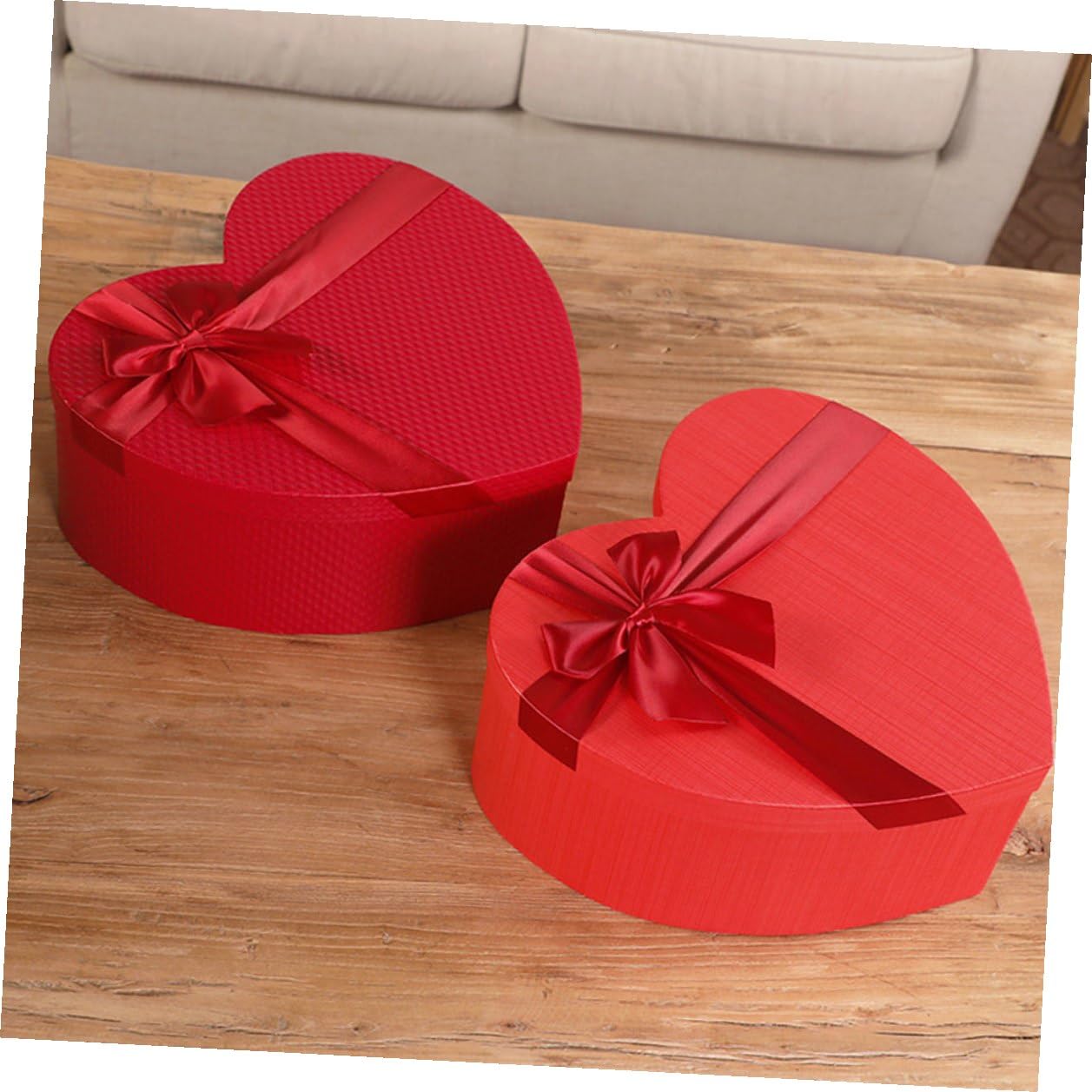 WEKAMOS 3 Stück Herzförmige Geschenkboxen Rot mit Deckel Aufbewahrungsboxen aus Karton für Valentinstag Hochzeit und Kosmetikartikel