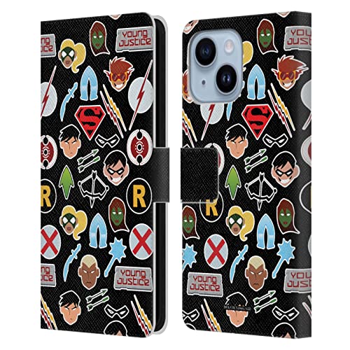 Housse cuir iPhone 14 Plus Young Justice avec porte-carte et rabat de protection antichoc