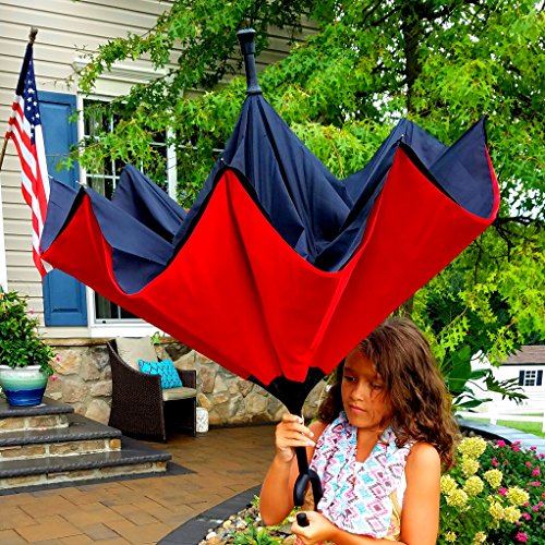 Kona Reverse Folding Umbrella ~ Inverted 60 MPH Windproof Travel Umbrella with Tote Bag, Ninja Grip Handle & Walking… - Image 3