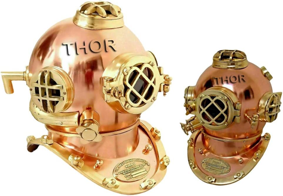 Scuba Copper & Brass Nautical Diving Helmet Maritime Ship's Decorative Helmet 18" Rustic Vintage Home Decor Gifts