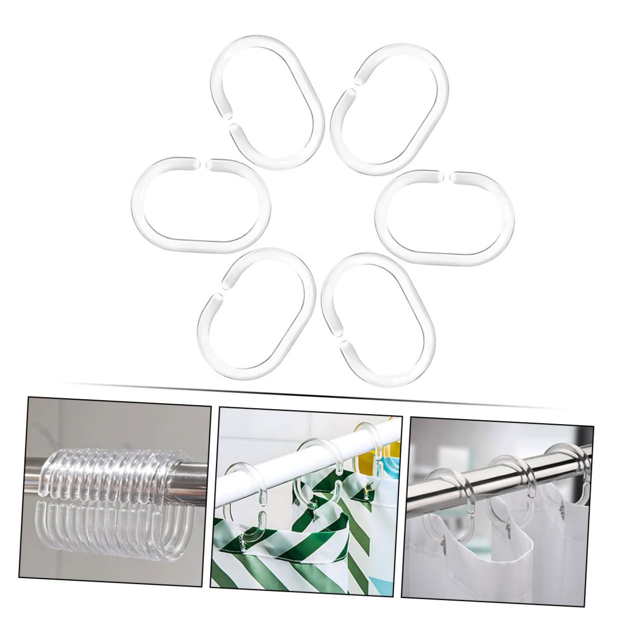 MAGICLULU 5 Set Anello per Appendere della Doccia Anello della Fibbia della Appendiabiti per Asta Doccia Forniture per Tende da Bagno Anelli Doccia in Plastica 48 Pezzi * 5