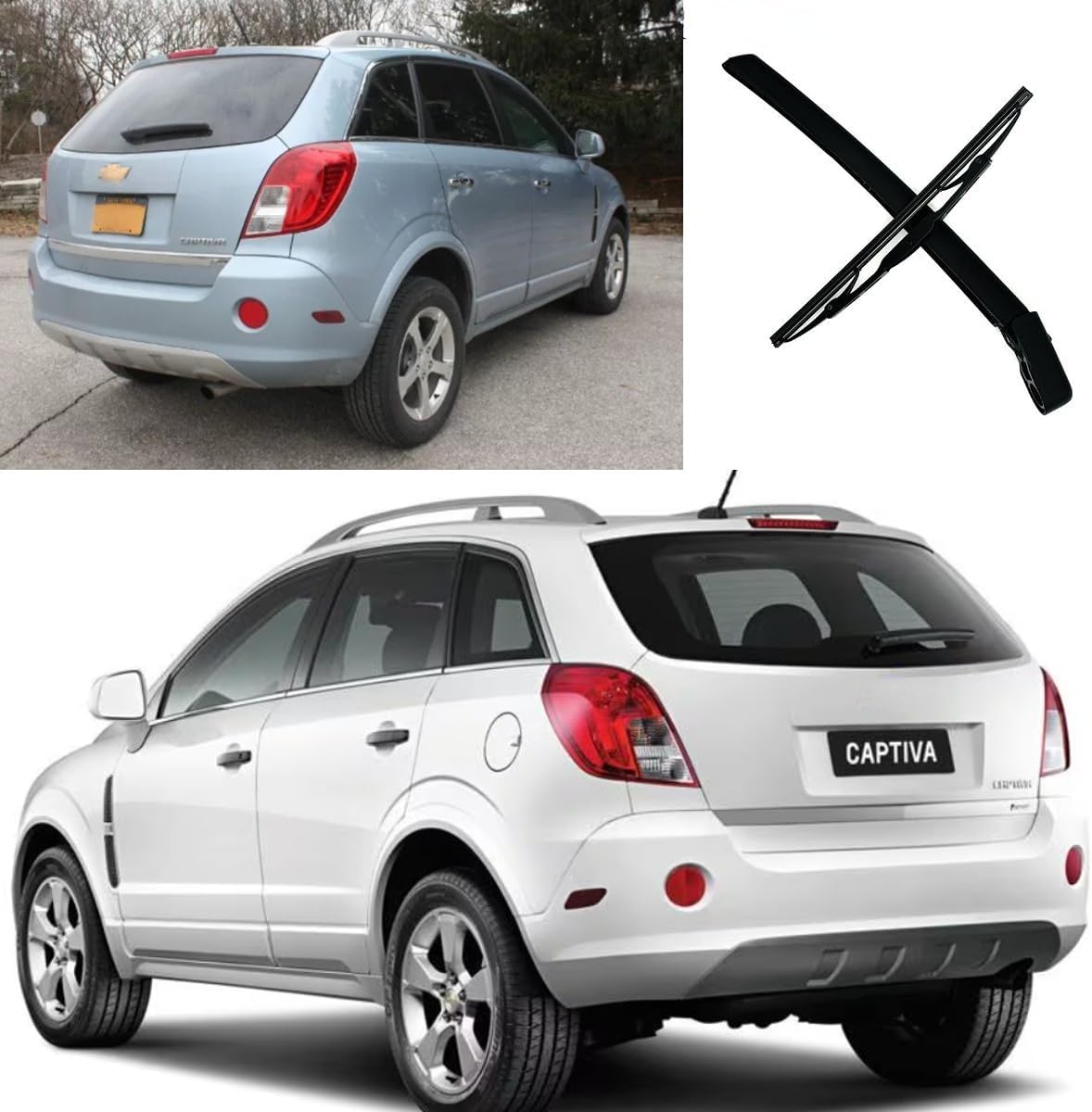 Rear Wiper Arm Blade for 2012 2013 2014 2015 Chevrolet Chevy Captiva Sport LT LS LTZ Sport Utility 4-Door 2.4L 3.0L Rear Back Windshield Wiper Arm Blade Set Replacement OE 25919444 96624648