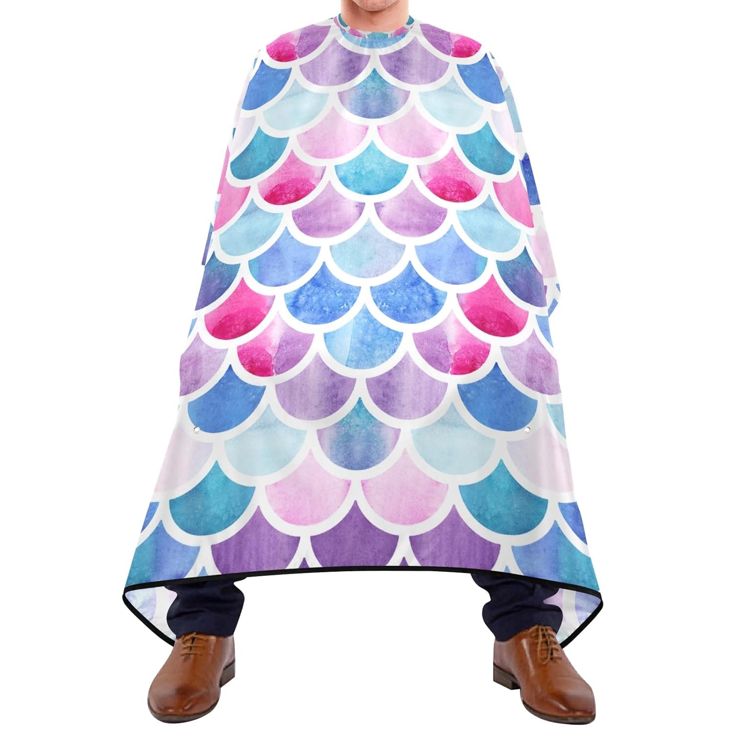 Capa Peluquería Escamas De Pez Sirena Coloridas Escamas De Reptiles Azules, Rosas Y Blancas Capa De Barbero Universal Peluquería Capa Profesional Capa Barbero Para Adulto Mujeres Adultos