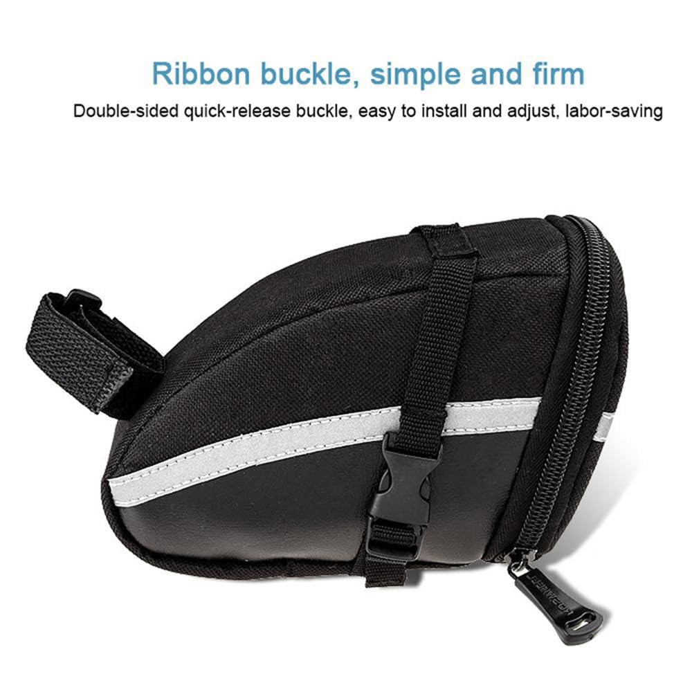 UQMIQURA Sacoche De Selle De Vélo Étanche Noire - Sac Cadre VTT Vélo De Route 15x7.5x10.5cm