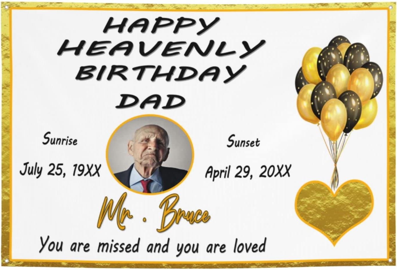 Custom Heavenly Birthday Banner, Funeral Sign, Personalized